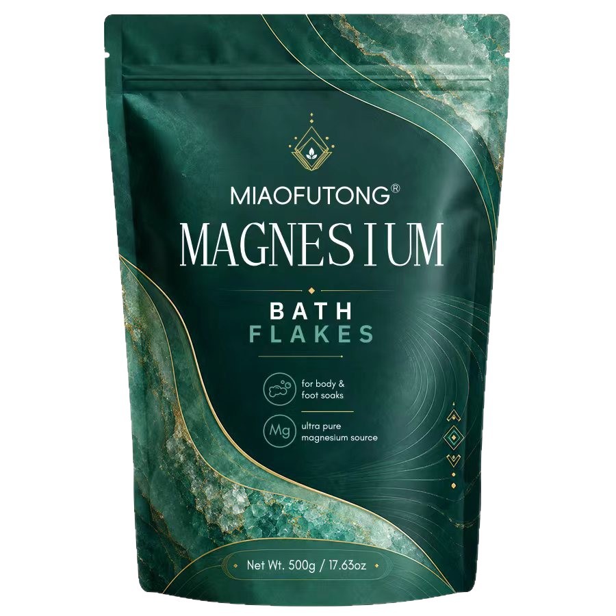 Bath Salts Magnesium - ミネラルマグネシウムバスソルト 500g、疲労回復に、浸け置き用マグネシウムクロリドフレーク、袋入り