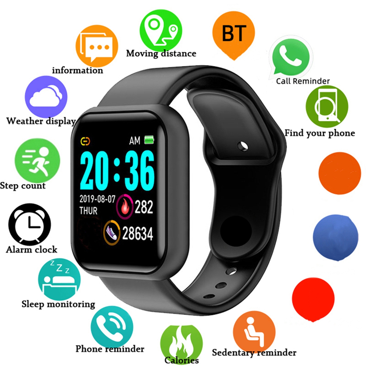 Health Wellness Bracelet - 男性スマートウォッチカラースクリーン Bluetooth 女性フィットネススポーツブレスレット健康睡眠モニター電子時計スマートウォッチアラーム Y68