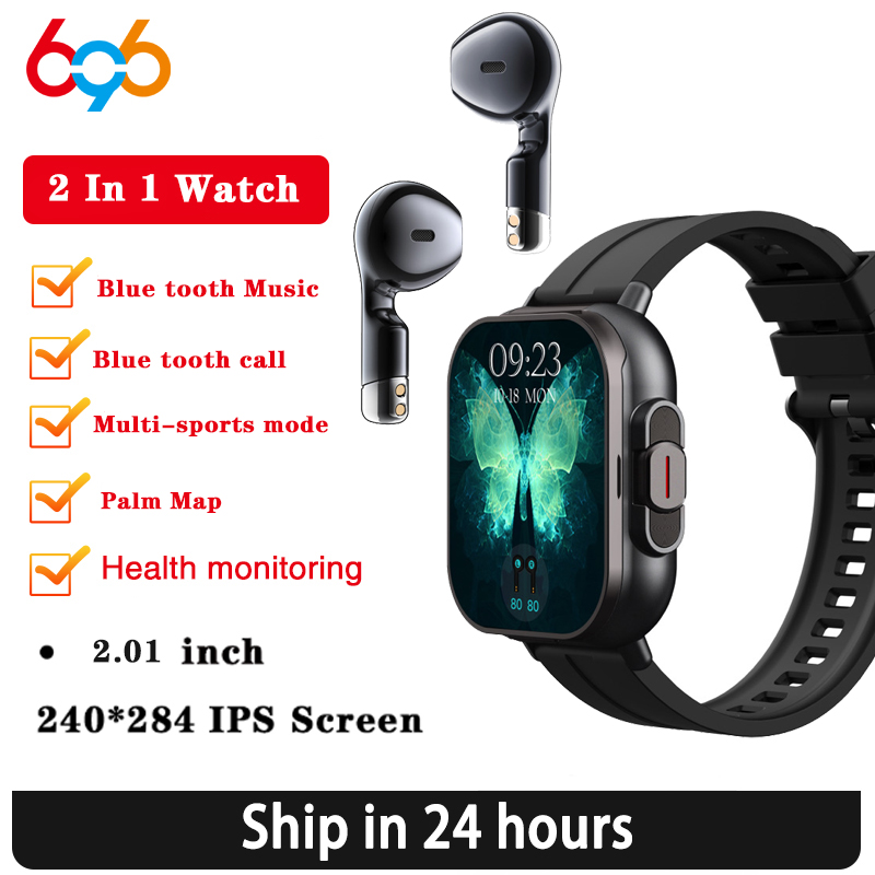 Health Wellness Bracelet - Bluetooth通話と心拍数を備えたスマートウォッチ,スポーツフィットネスブレスレット,Bluetoothを備えたスマートウォッチ,TWSヘッドセット,2.01インチ