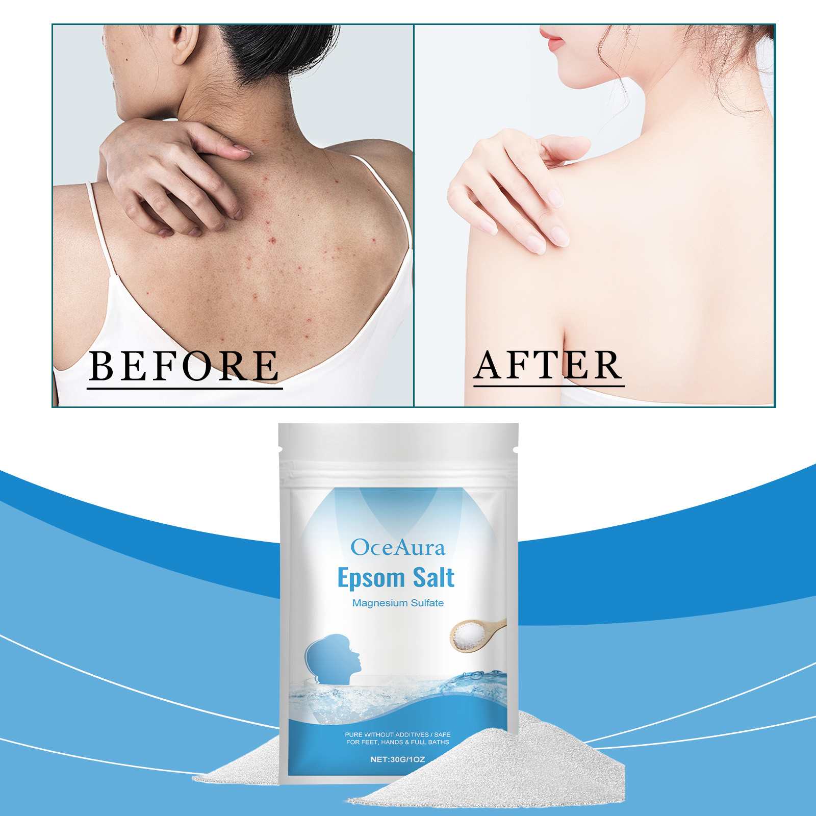 Bath Salts Magnesium - エプソムソルト 硫酸マグネシウム 保湿 角質除去 純粋な天然 足
