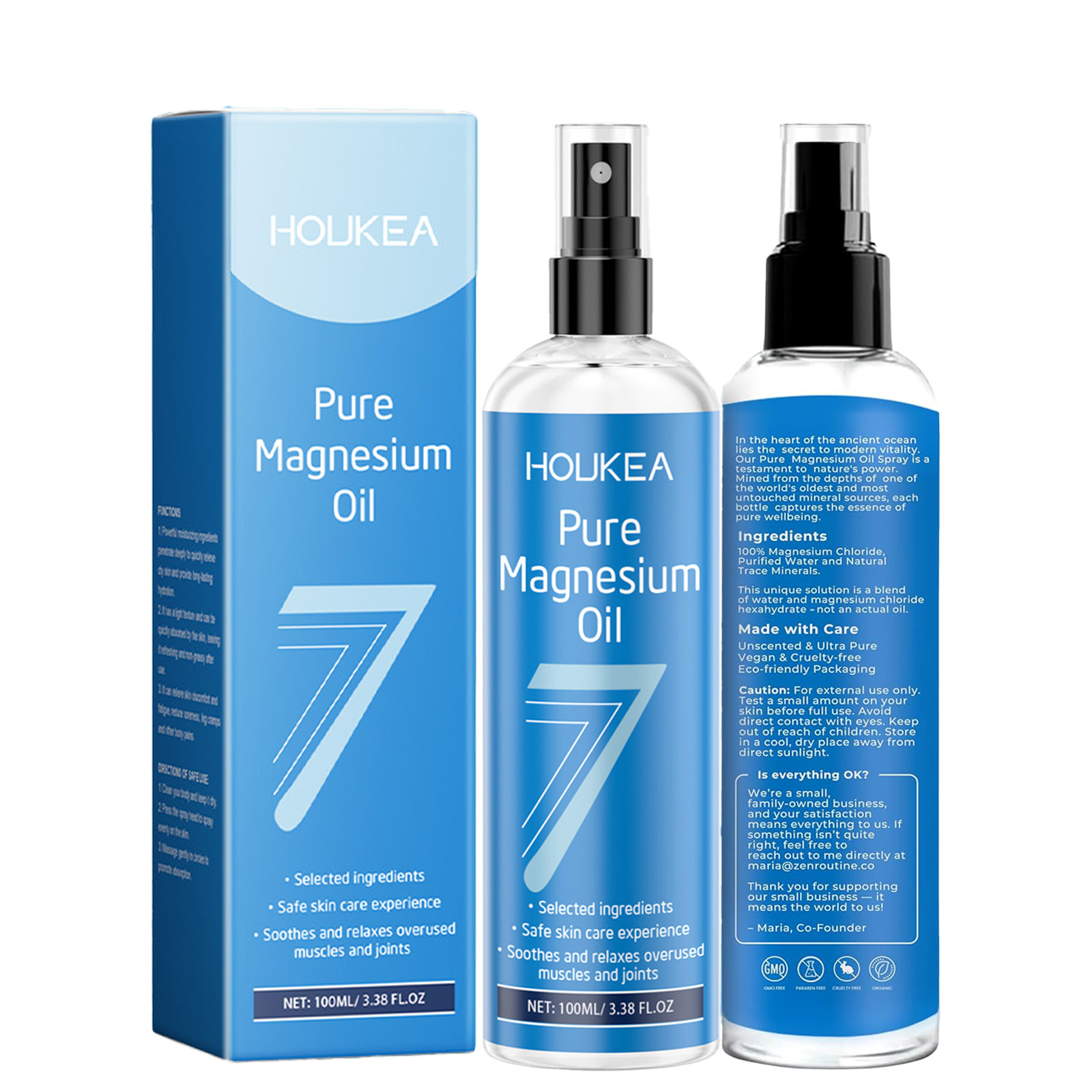 Bath Salts Magnesium - 純マグネシウムオイルスプレー - USPグレードの塩化マグネシウム液体、足と体のケア用スプレー、リラックスと素早い吸収のためのスプレー100ml