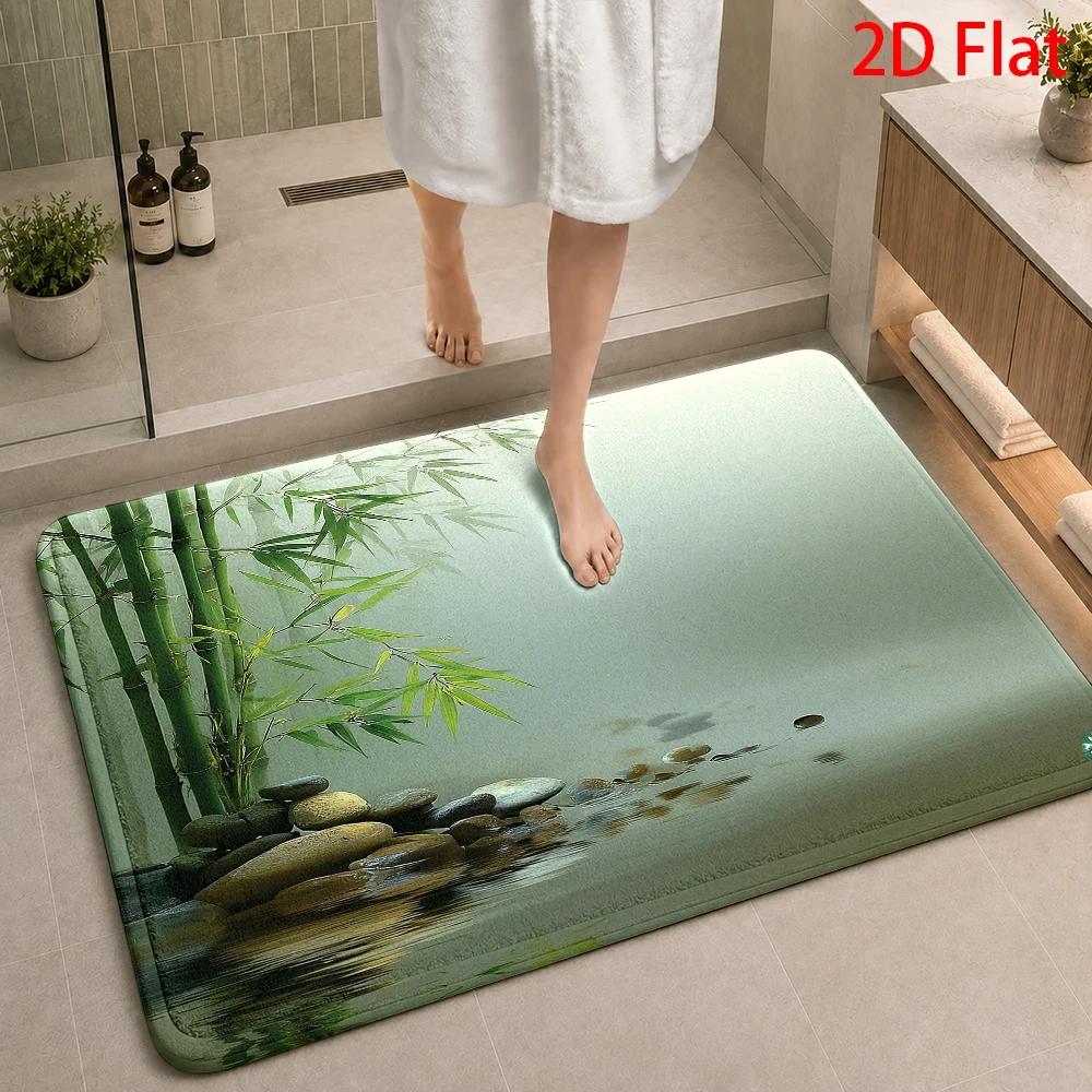 防水バスマット 竹製 ナチュラル禅デザイン ポリエステル製  - Bamboo Bath Mat のレビューと価格