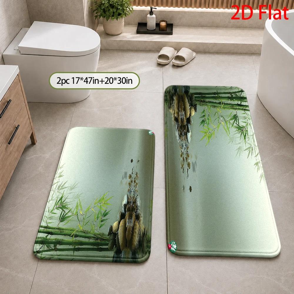 防水バスマット 竹製 ナチュラル禅デザイン ポリエステル製  - Bamboo Bath Mat のレビューと価格