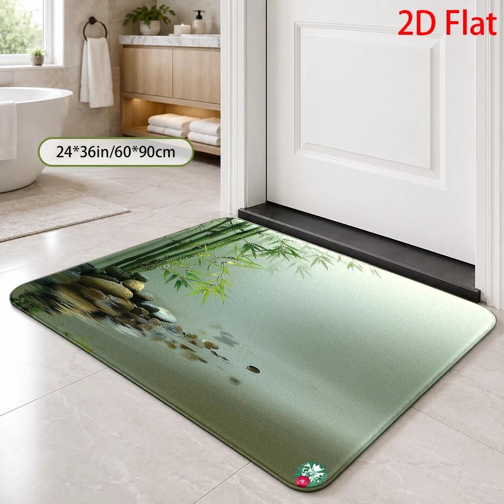 防水バスマット 竹製 ナチュラル禅デザイン ポリエステル製  - Bamboo Bath Mat のレビューと価格