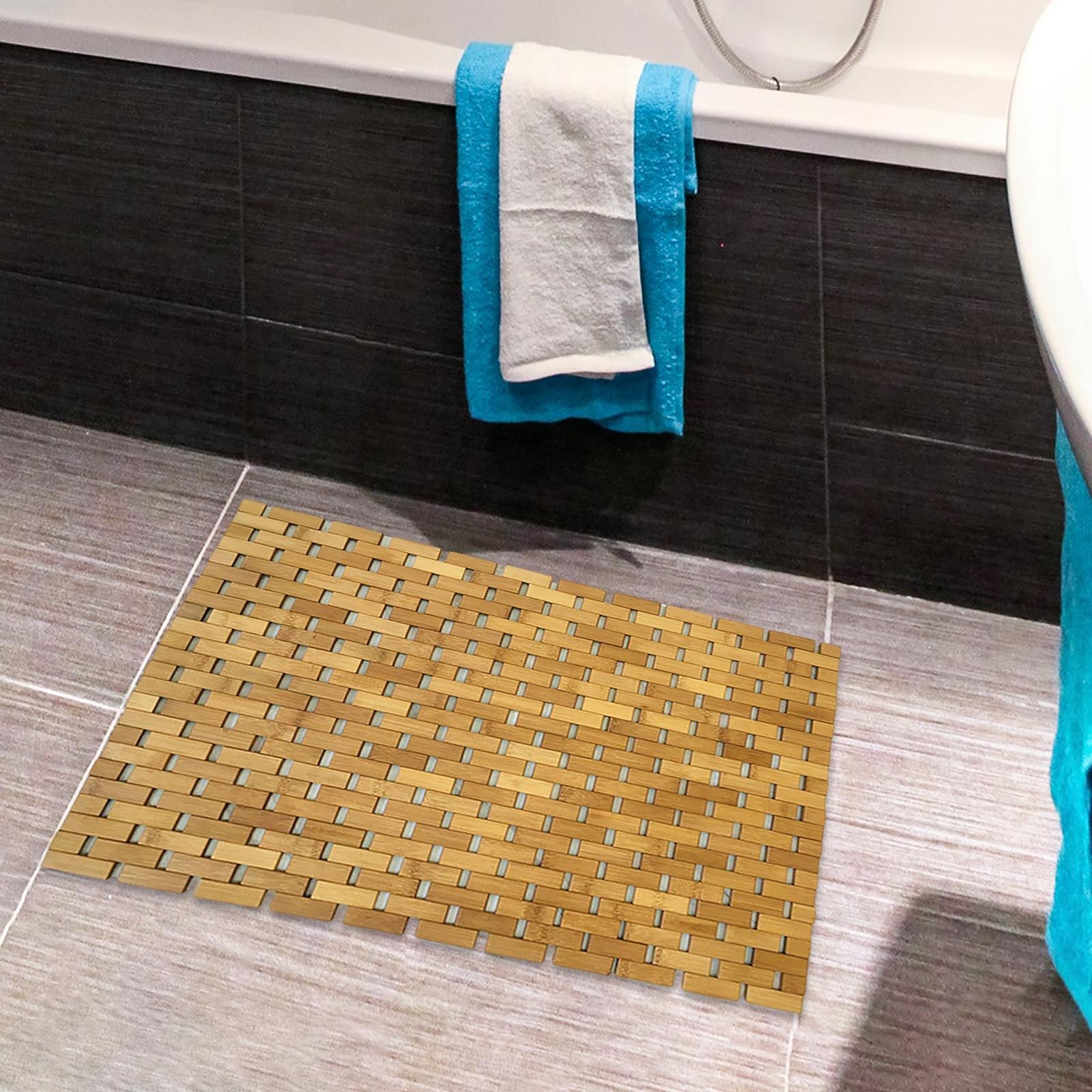 滑り止め加工を施した竹製のバスマット。厚手で耐久性があり、ス - Bamboo Bath Mat のレビューと価格