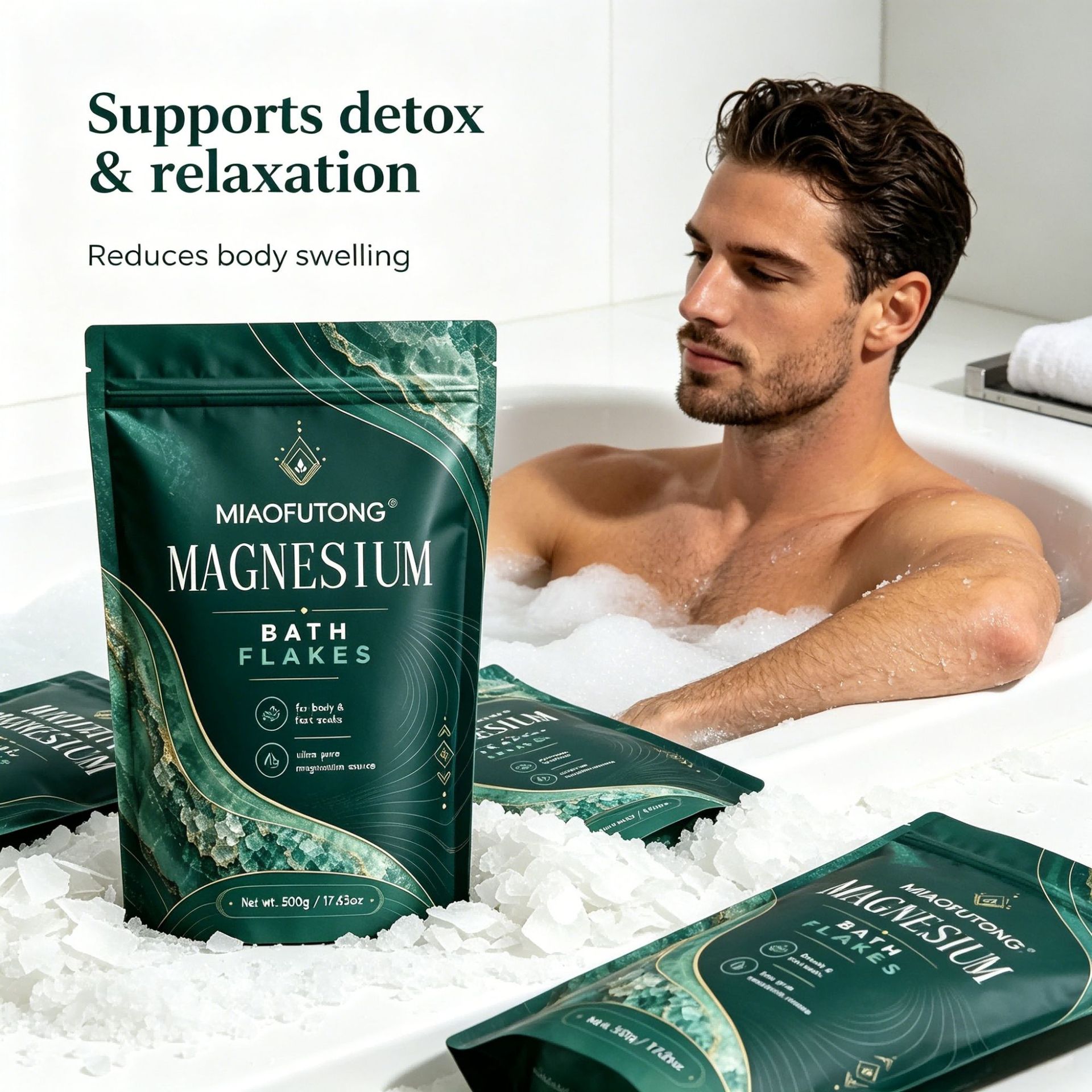 ミネラルマグネシウムバスソルト 500g、疲労回復に、浸け置 - Bath Salts Magnesium のレビューと価格